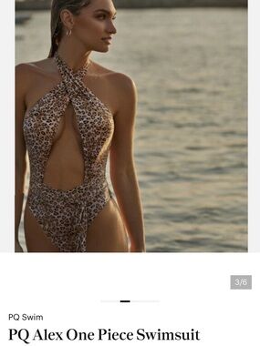PQ Swim Leopard Halter One-Piece Swimsuit in Beige and Brown sz L